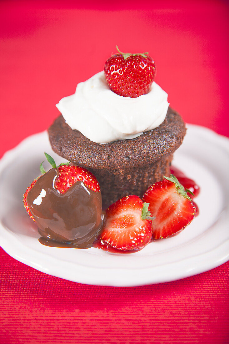 Muffin with strawberries