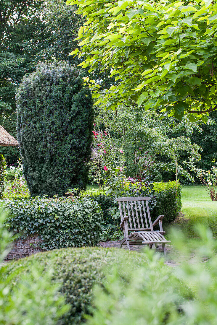 Garden scene with deckchair