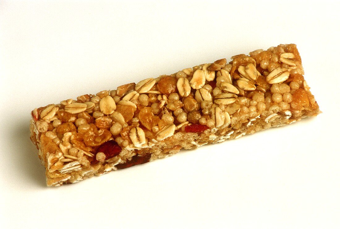A muesli bar with fruit and nuts