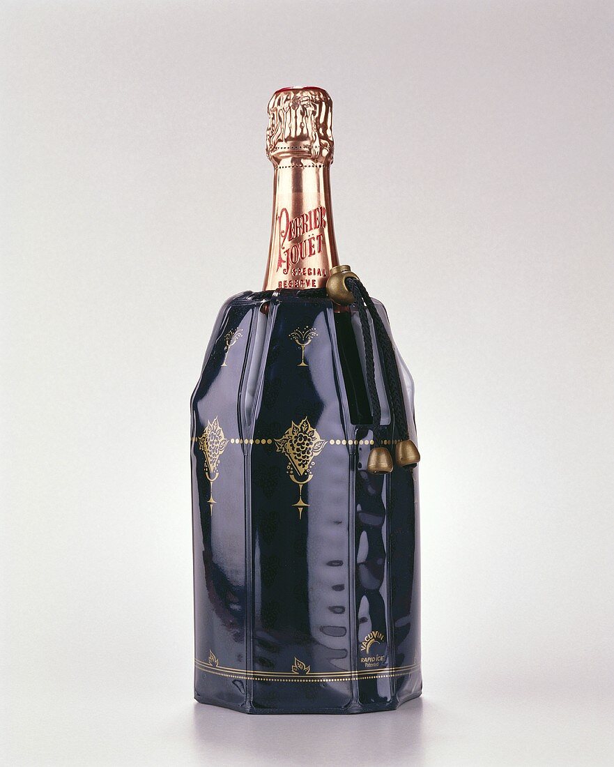 Eine Flasche Perrier Jouet Champagner im Kühlbeutel