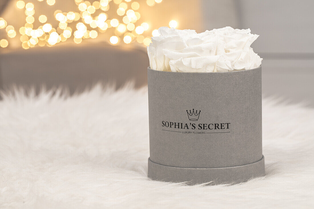 Sophia’s Secret® - Rosenbox - Rundbox steingrau 10 H 10 cm