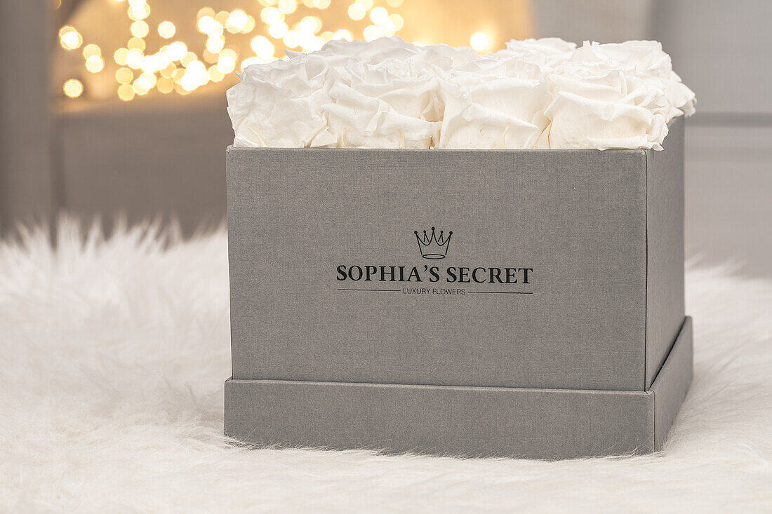 Sophia’s Secret® - Rosenbox - Würfel Box steingrau 16x16x12 cm