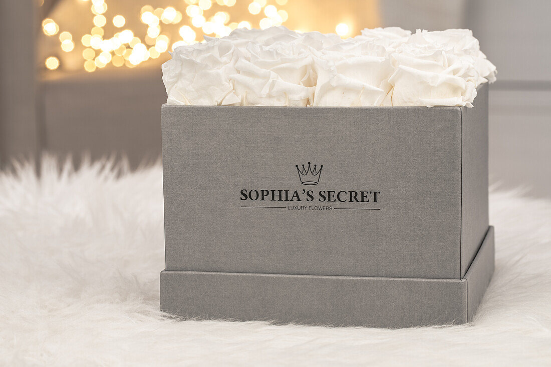 Sophias Secret® - Rose box - Cube box stone grey 16x16x12 cm