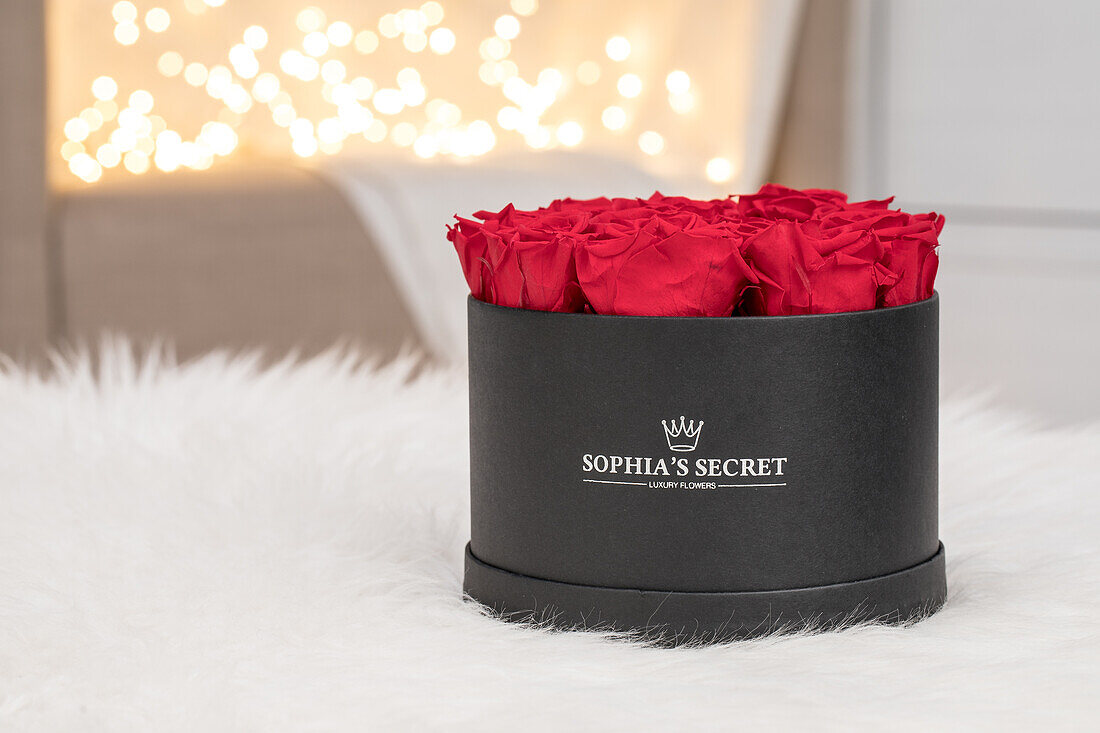 Sophia’s Secret® - Rosenbox - Rundbox schwarz 15 H 10 cm