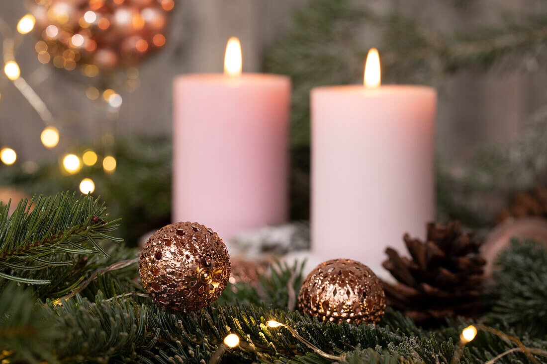 Candles with Christmas table