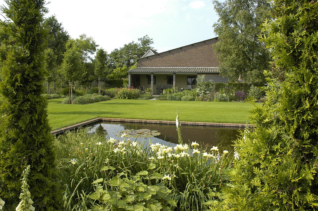 Garden view with pond