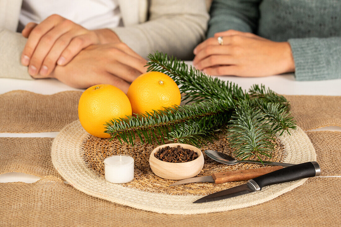 Craft decoration with oranges - material