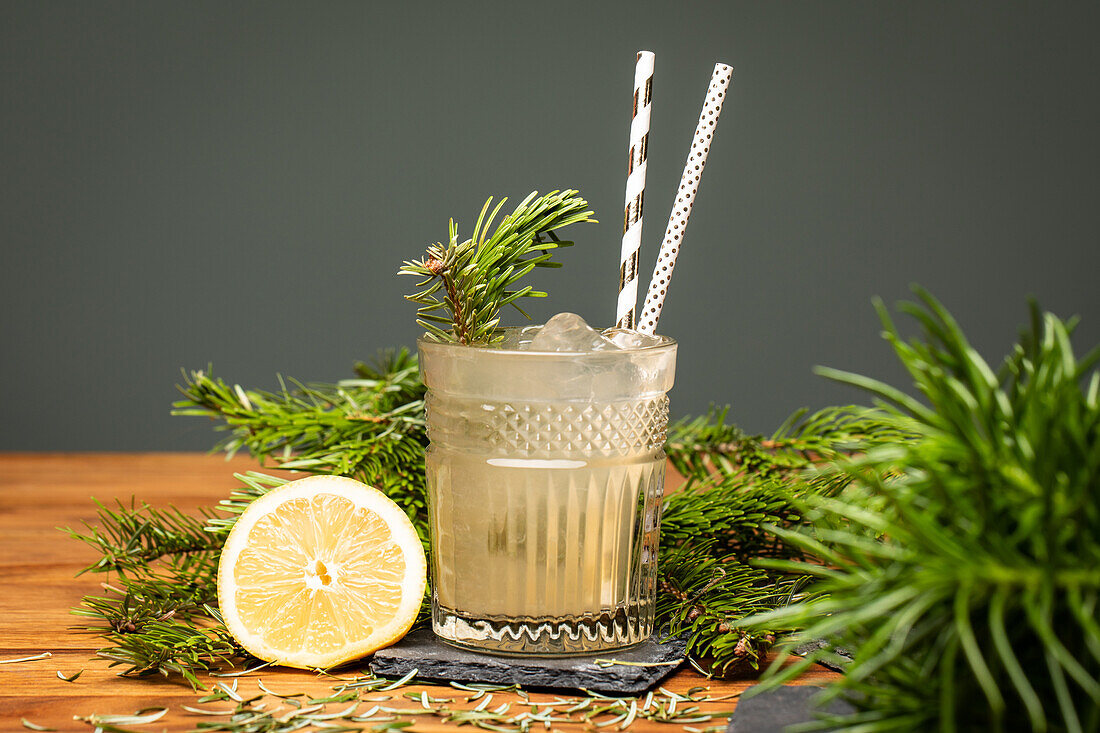 Cocktail with pine needles