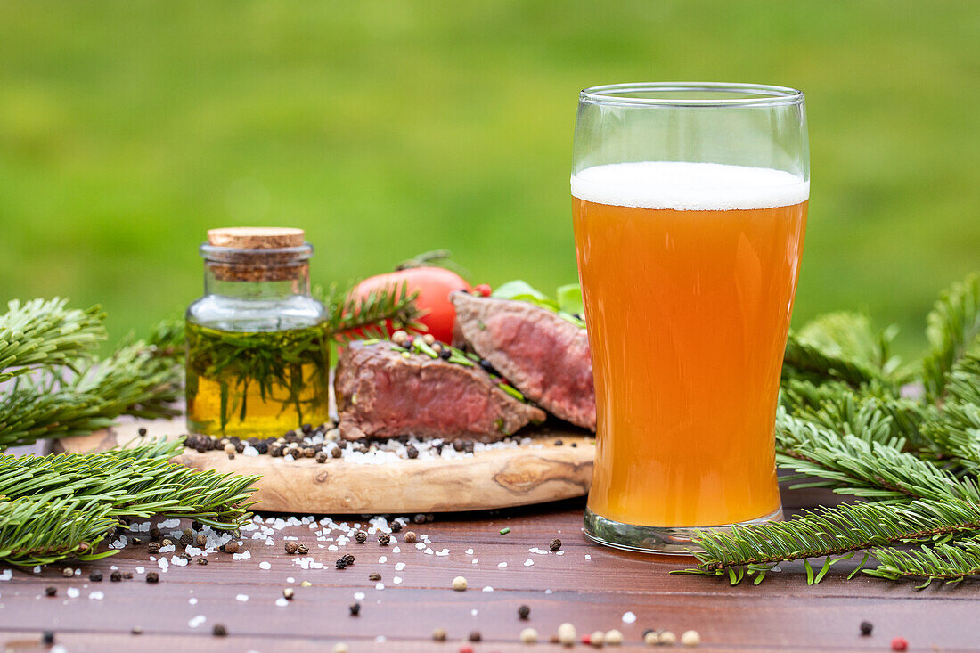 Fir beer with steak