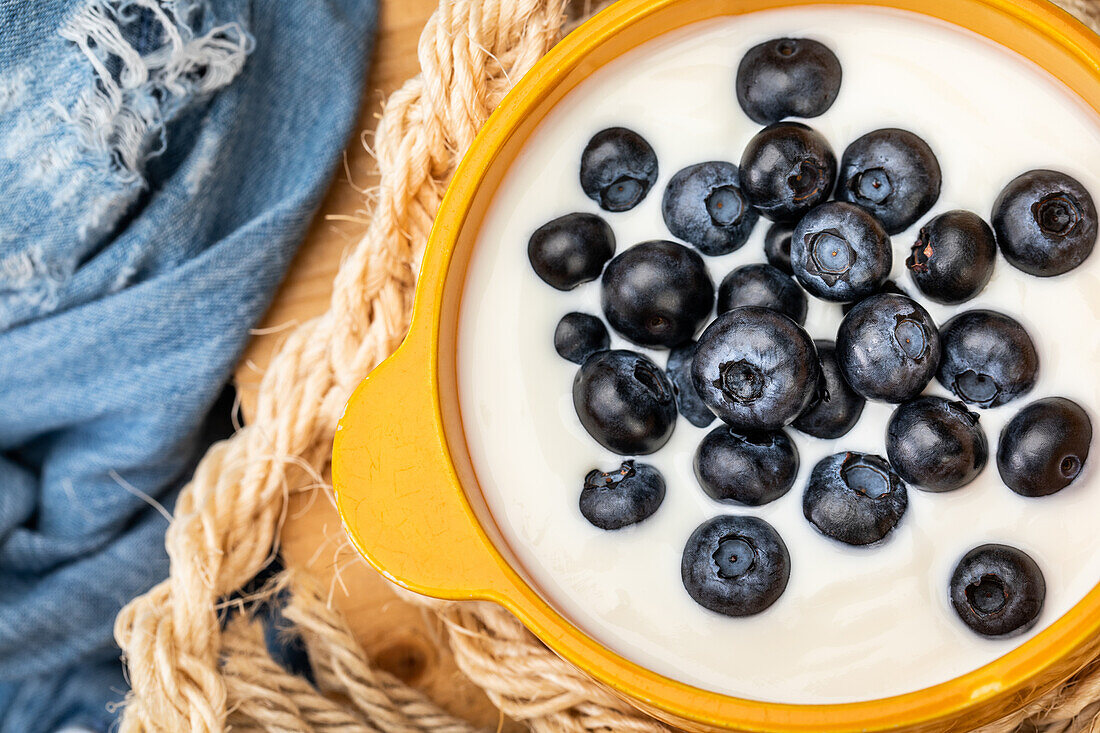Blueberries in yoghurt
