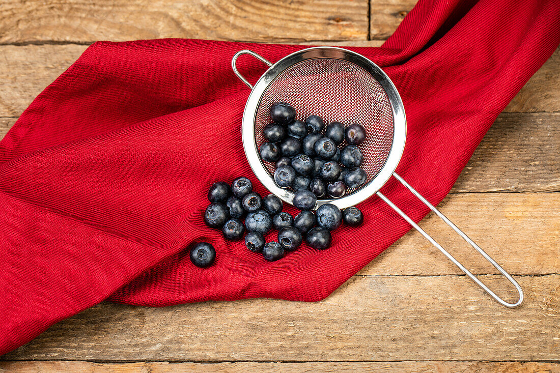 Blueberries in a sieve