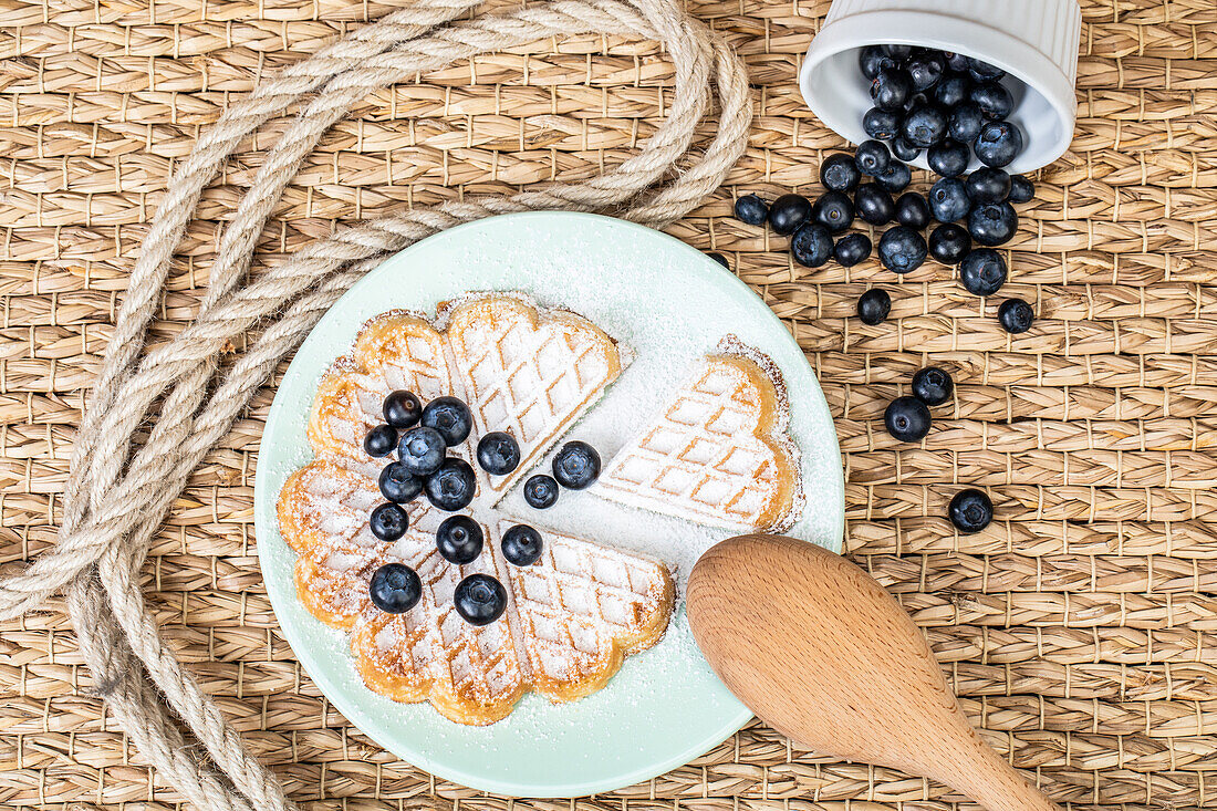 Waffle with blueberries