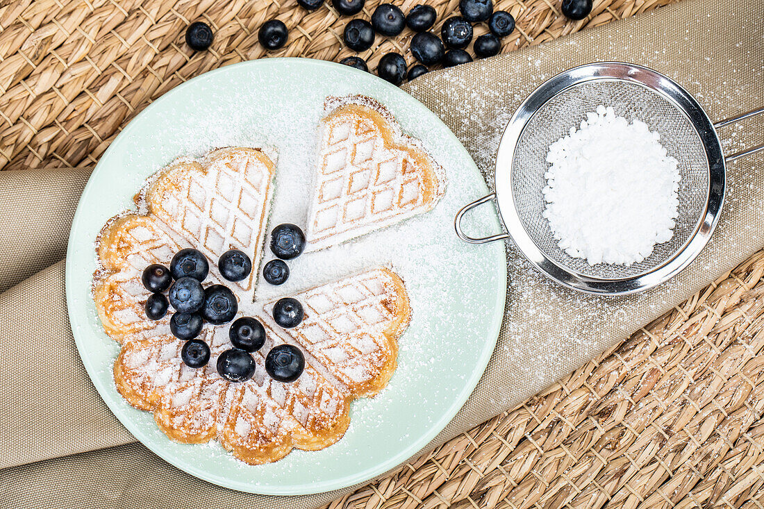 Waffle with blueberries