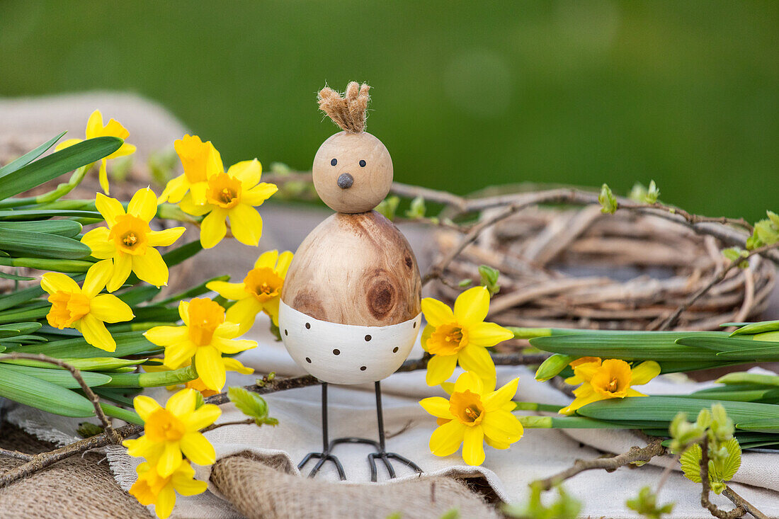 Easter decoration and daffodils