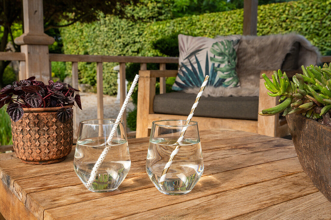 Patio decoration - glasses on table