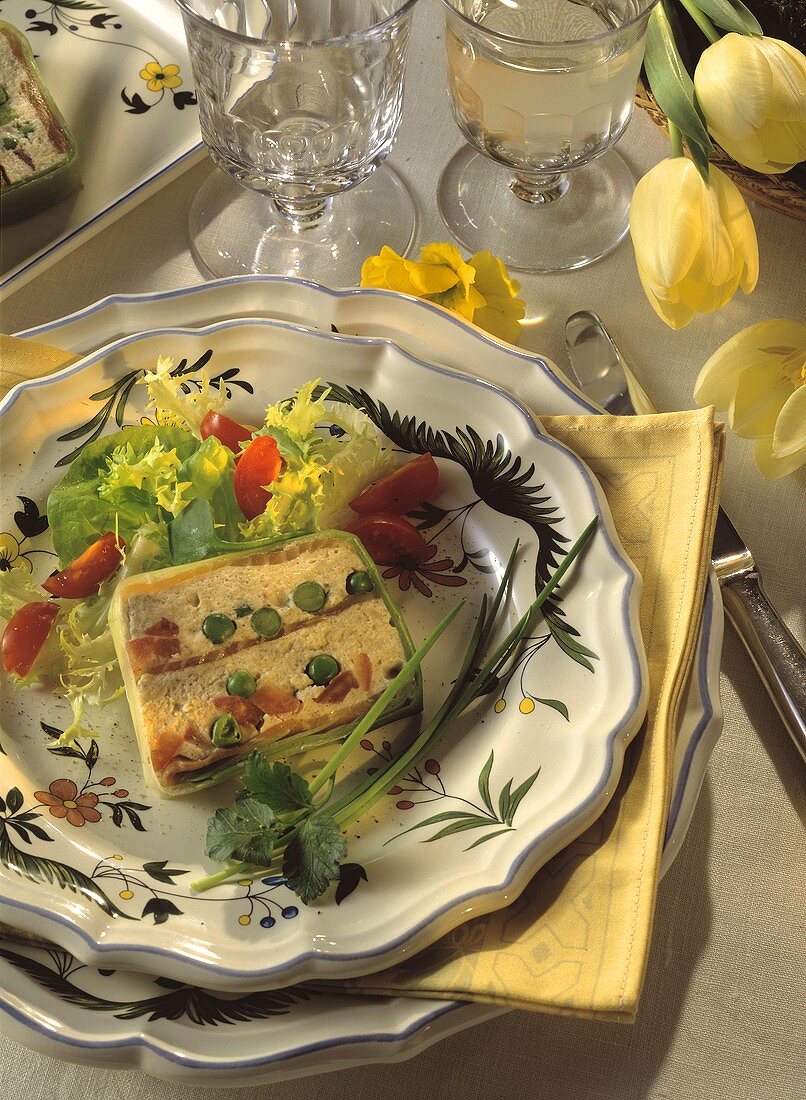 Gemüseterrine mit pürrierten Champignons & Räucherlachs