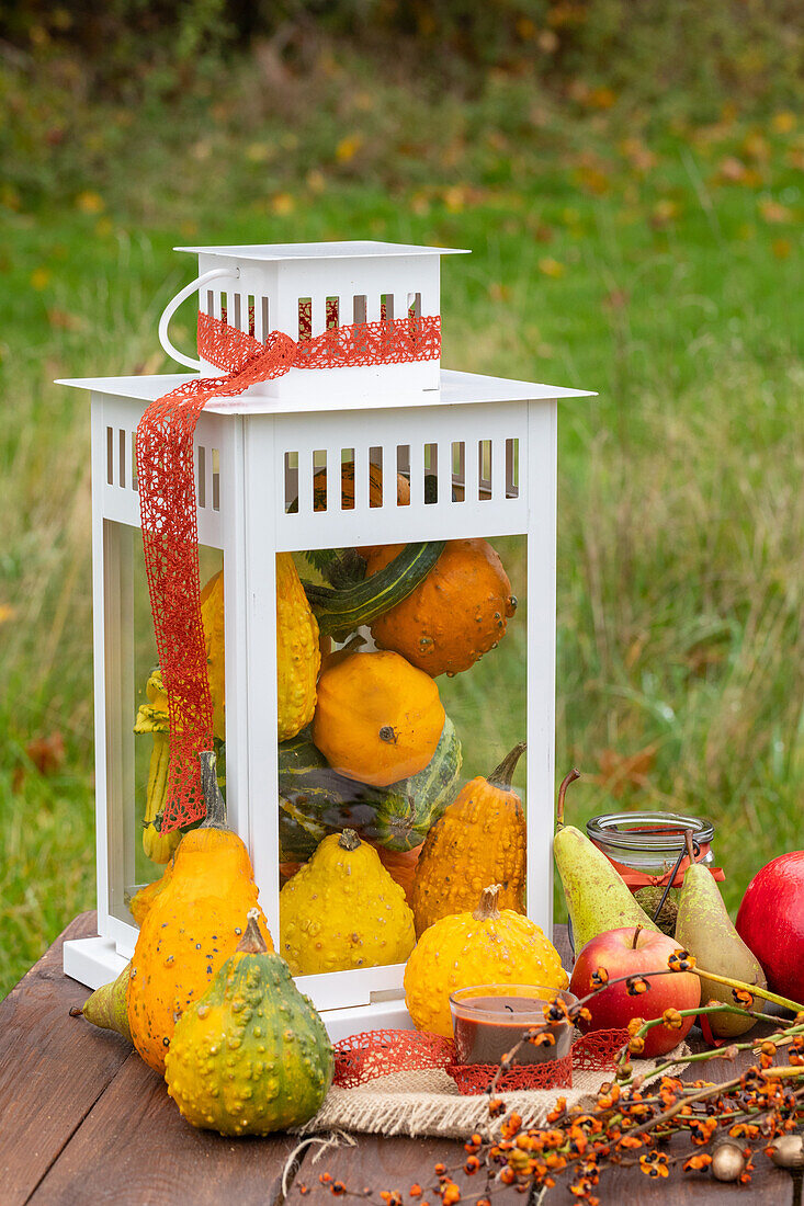 Herbstliche Dekoration mit Kürbissen