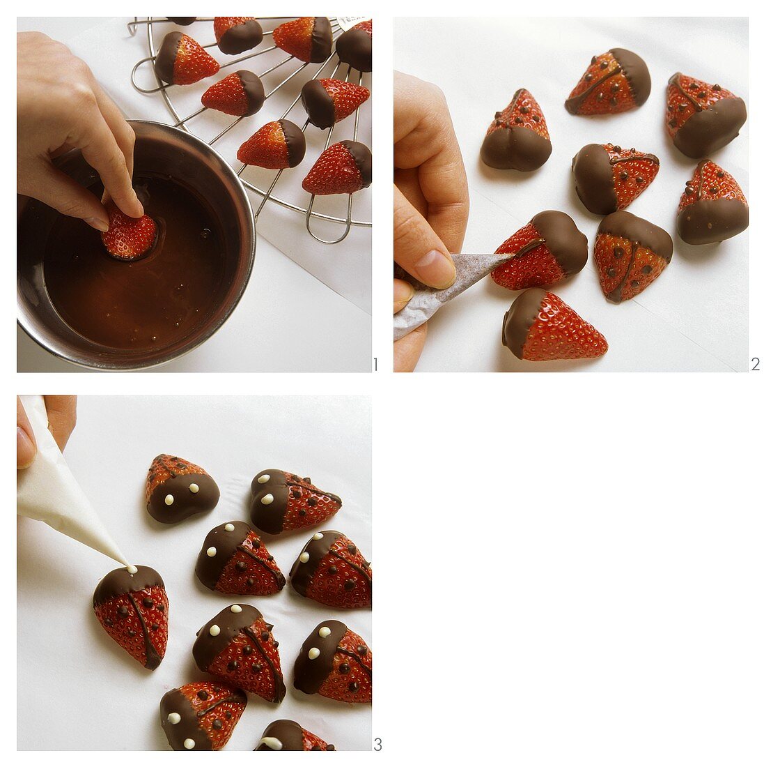 Making strawberry ladybirds