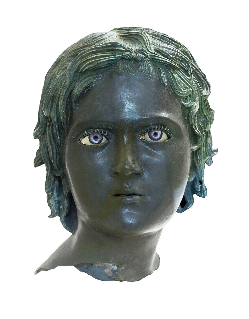 Bronze head of a boy.