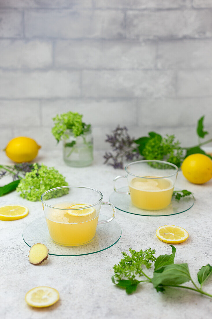Ginger-lemon hot drink with honey