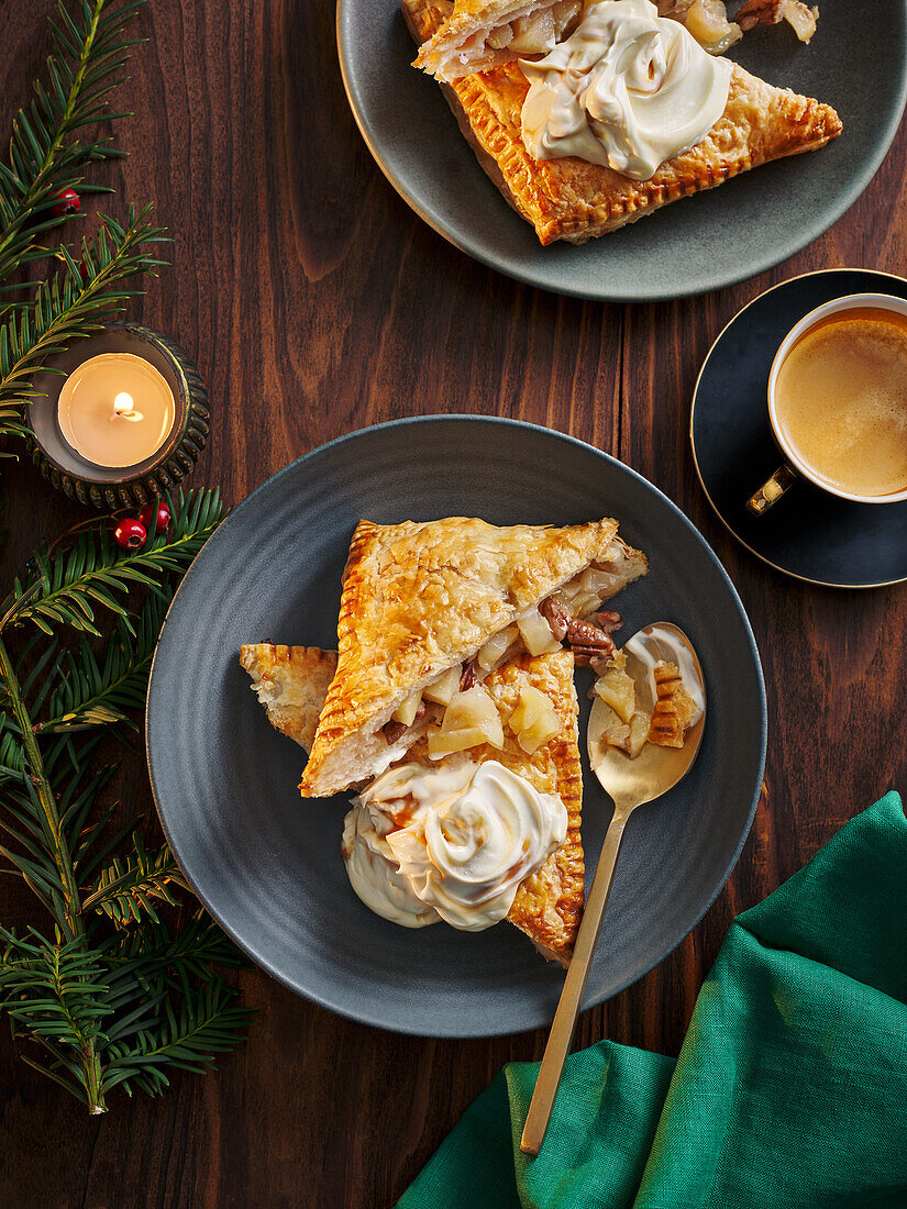 Apple turnover with clotted cream