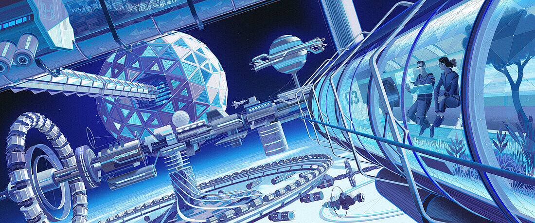 Space colony, conceptual illustration