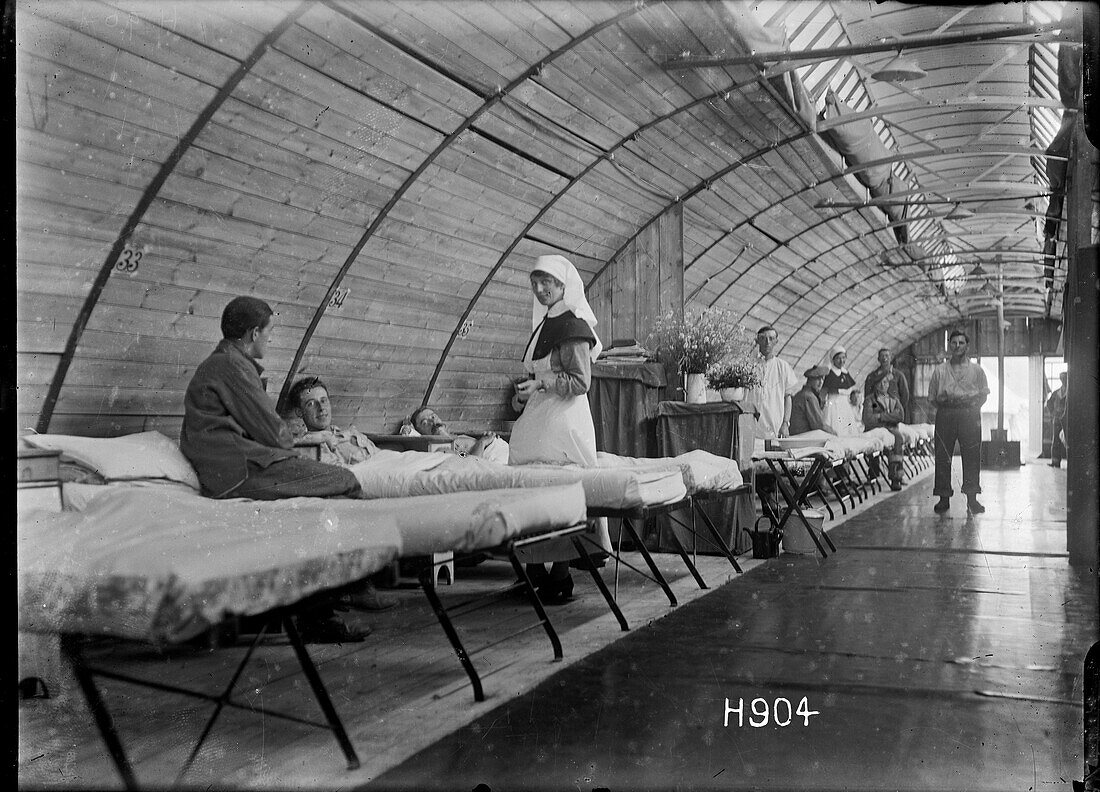 Nurse and patients, France, 1918