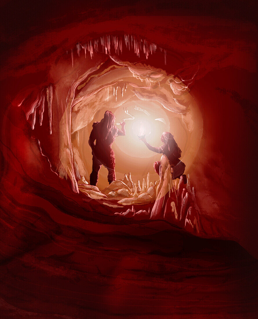 Cave artists, conceptual illustration