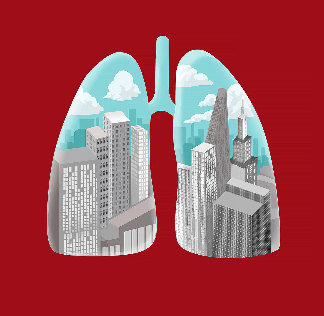 City lungs, conceptual illustration