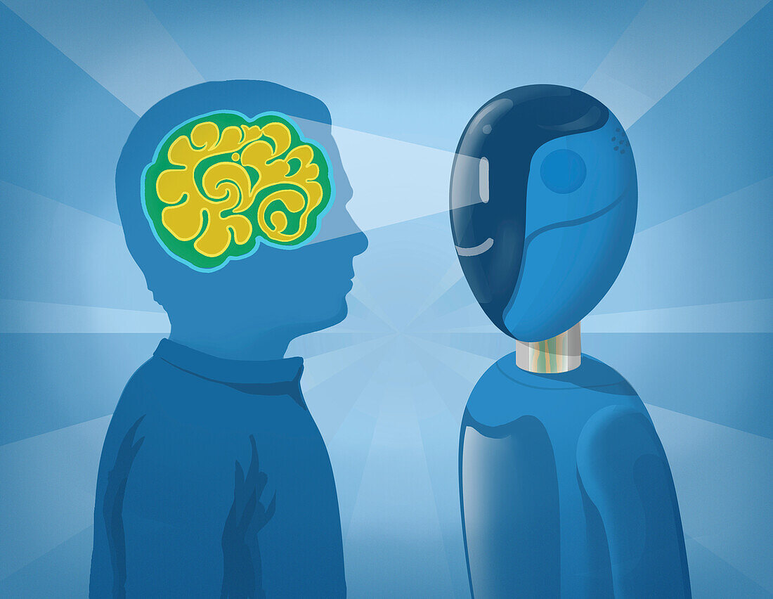 Robot brain scan, conceptual illustration