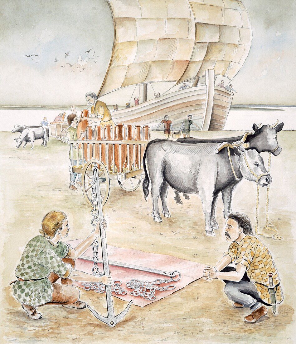 Trading at Hengistbury Head, Dorset, illustration