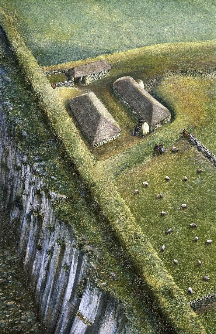 Hadrian's Wall, Sewingshields Wall, illustration