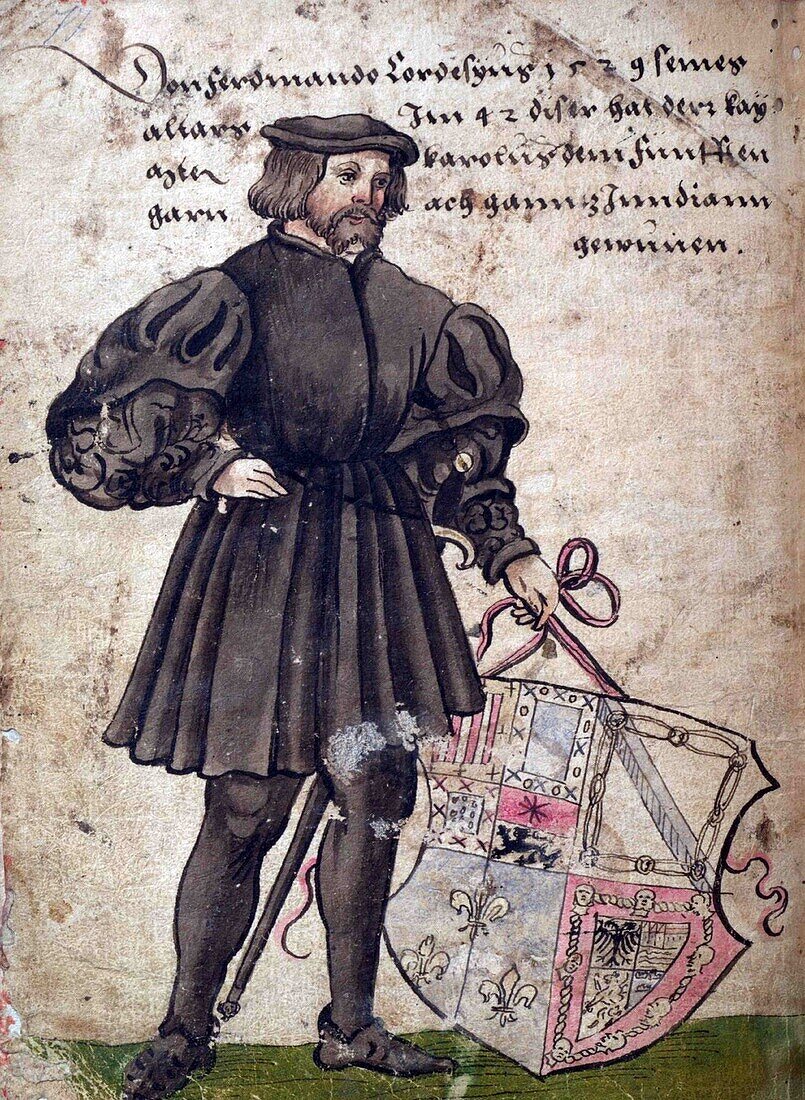 Hernan Cortes, Spanish Conquistador, illustration
