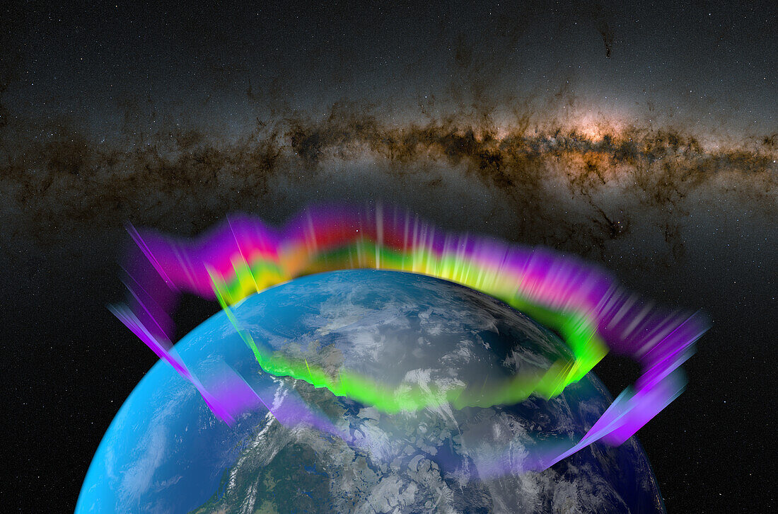 Northern lights from space, illustration