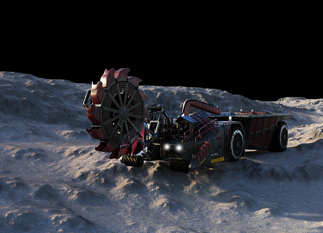 Mining on the moon, illustration