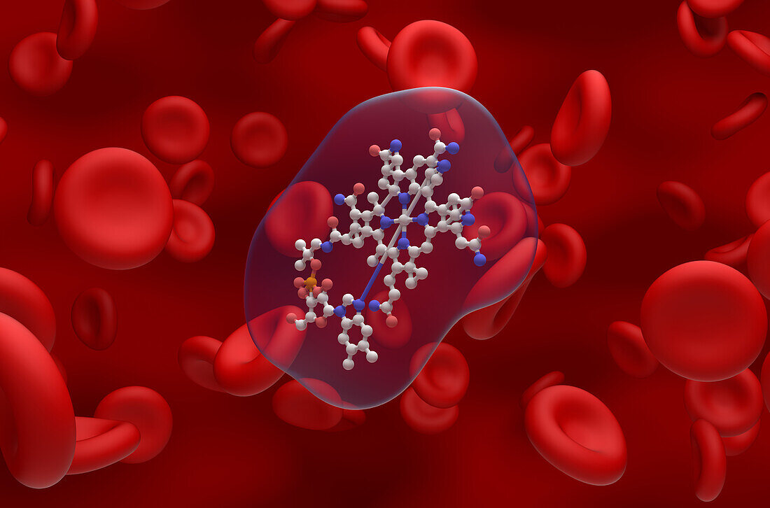 Vitamin B12 molecule, illustration