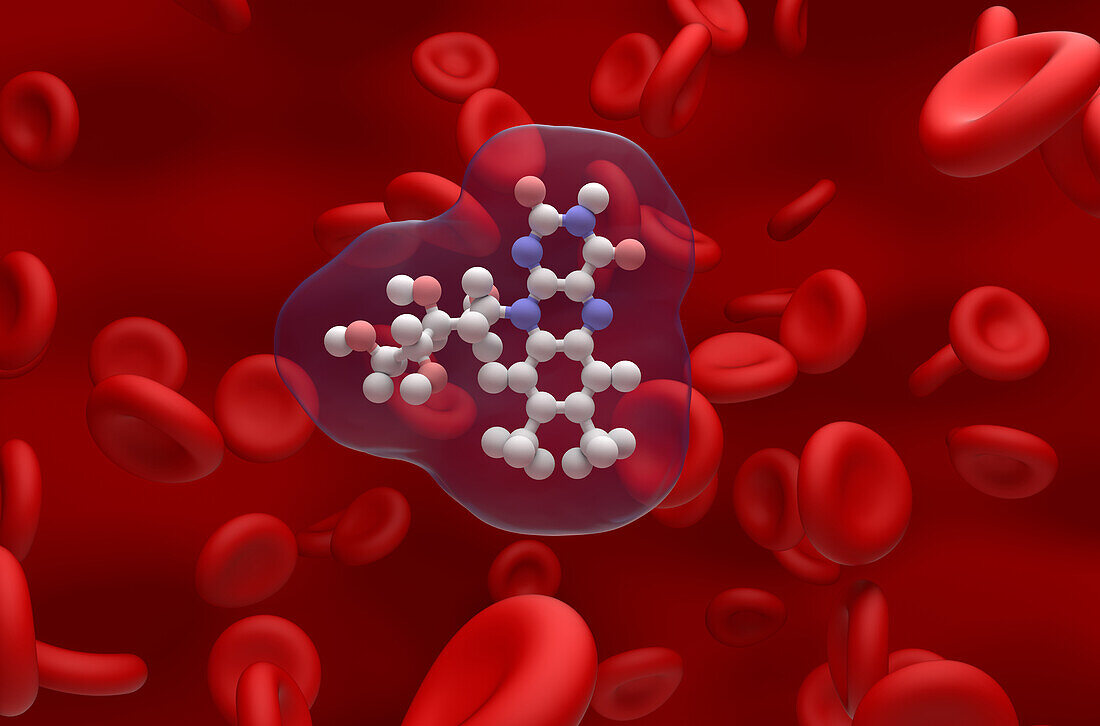 Vitamin B2 molecule, illustration