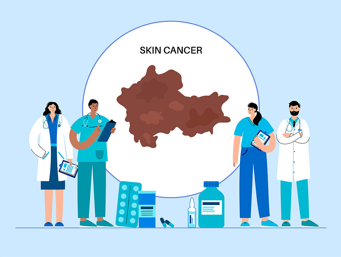 Skin cancer treatment, conceptual illustration