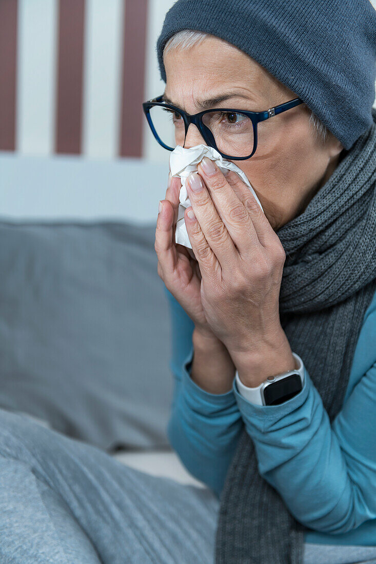 Woman with a cold