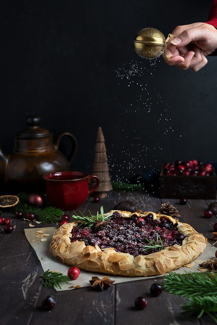 Cranberry galette with almond crust