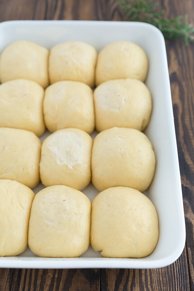 Dough balls rising
