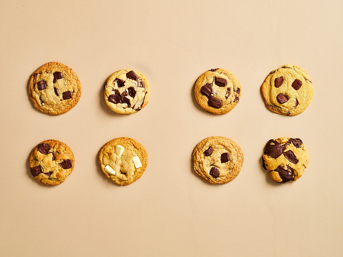 Verschiedene Chocolate-Chip-Cookies