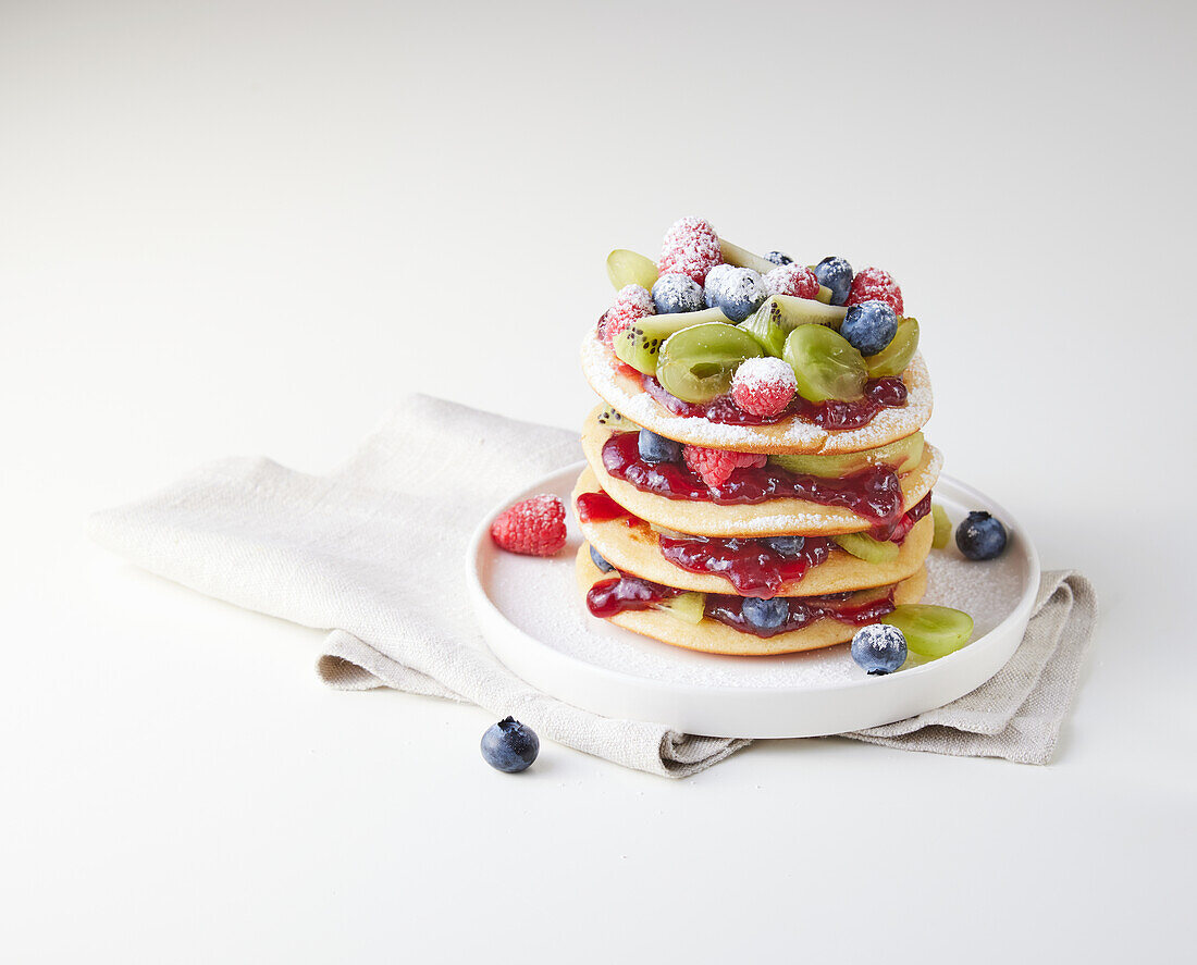 American pancakes with summer fruit