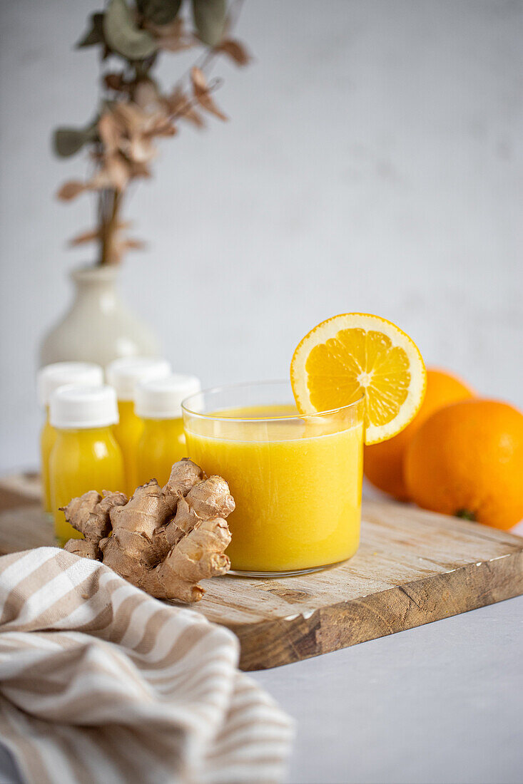 Sugar-free ginger shots with orange