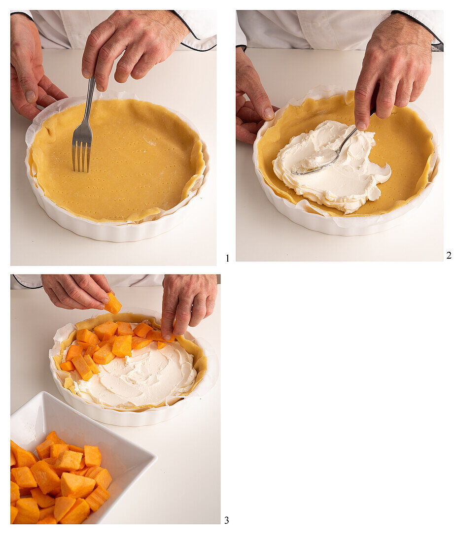 Prepare pumpkin pie with chestnut flour