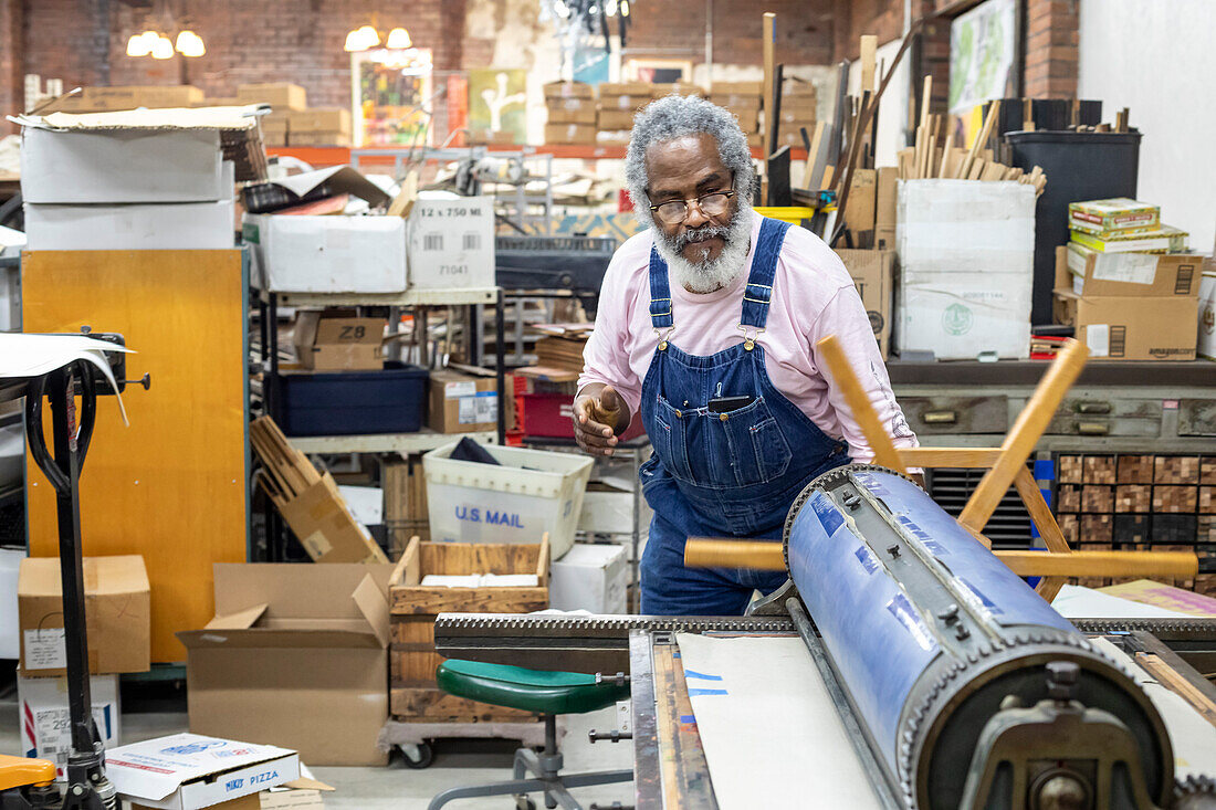 Man working in printing shop
