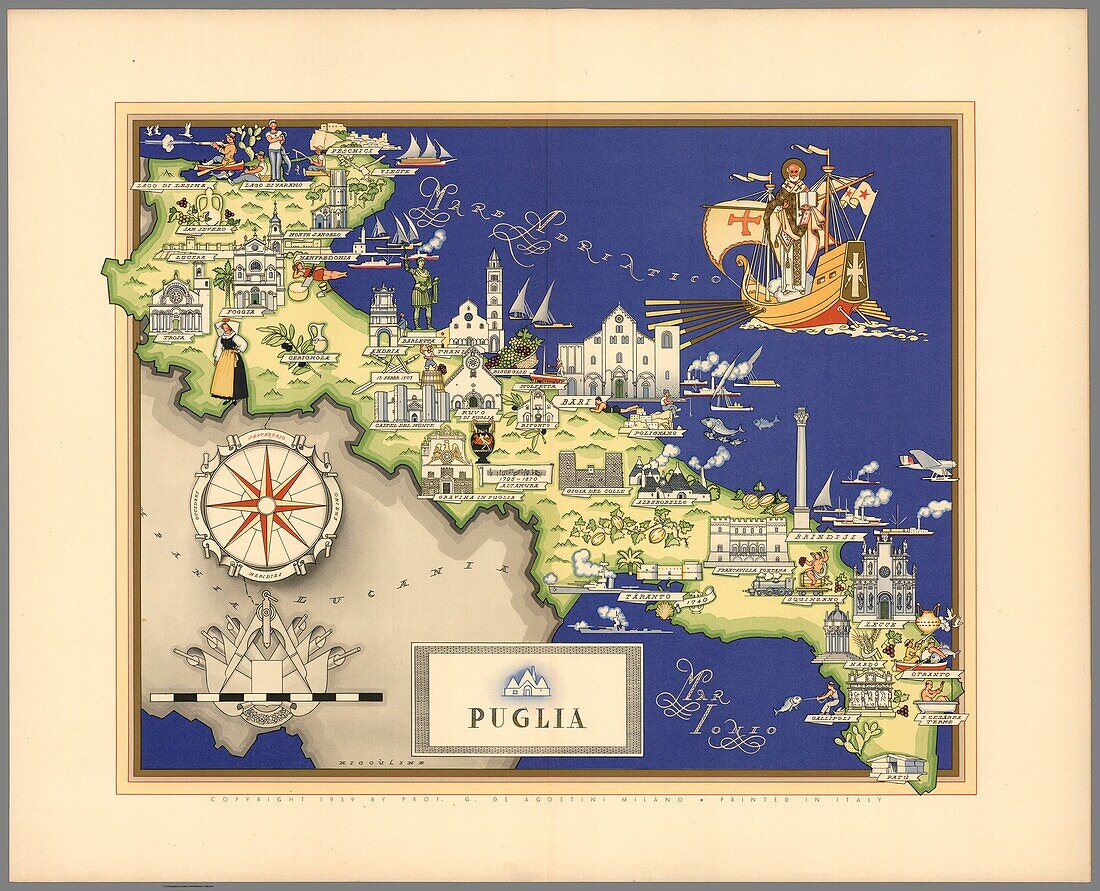 Illustrated map of Puglia, Italy