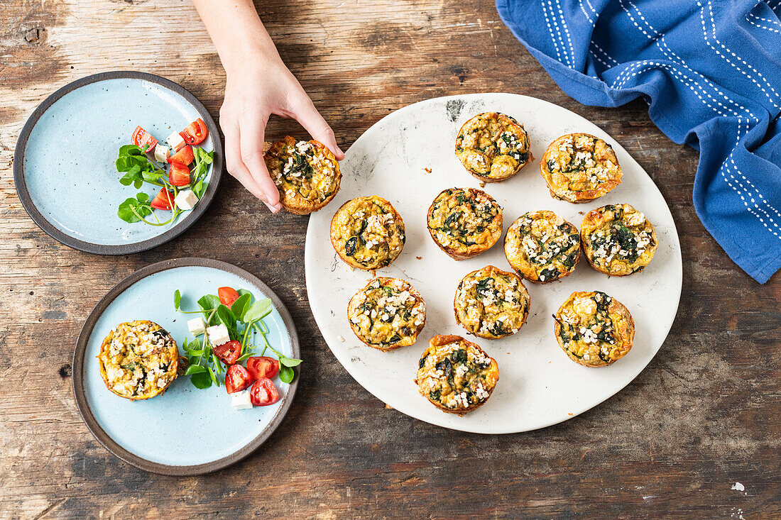 Mini feta quiches