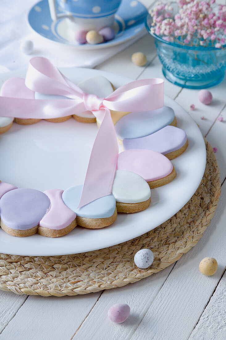 Easter egg biscuit wreath