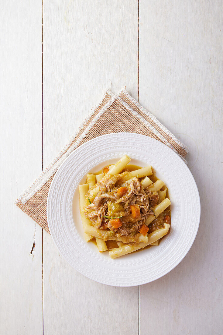 Ziti alla Genovese with onion and veal sauce